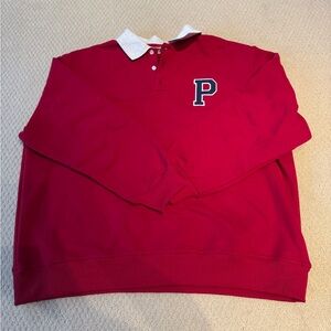 PARKE rugby sweatshirt in maroon.